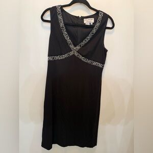 Papell Boutique Evening Dress in Black and Silver‎ Accent - Size 8